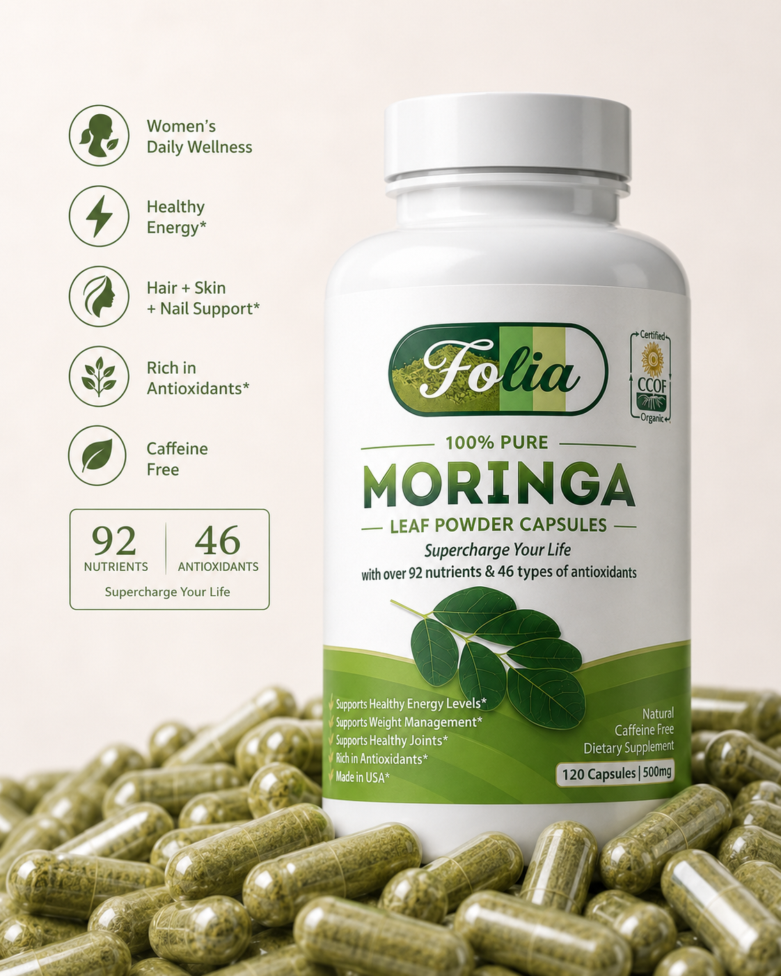 Folia Moringa — Single-Ingredient Daily Capsule